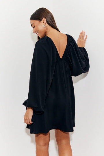 Balloon Sleeve Smock Mini Dress